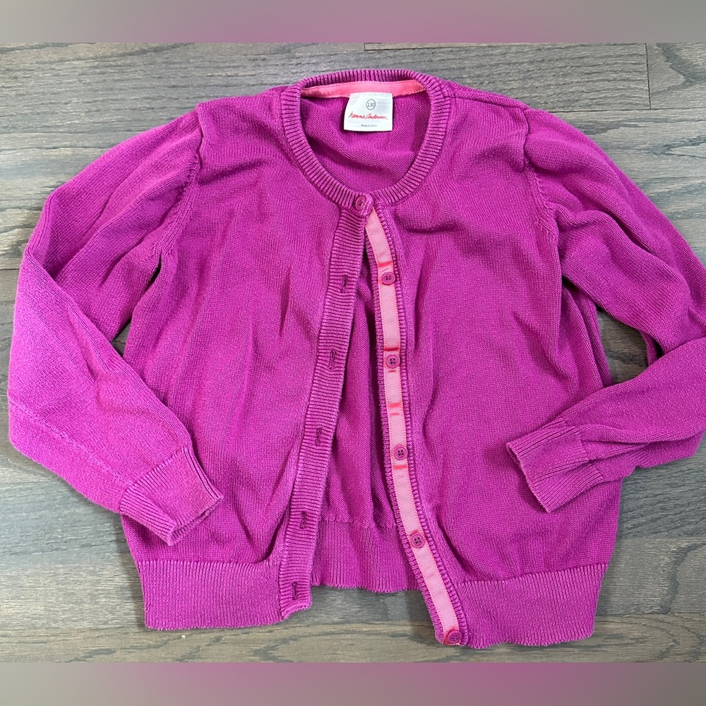 Hanna Andersson Purple/Fushia Knit Cardigan Sweater